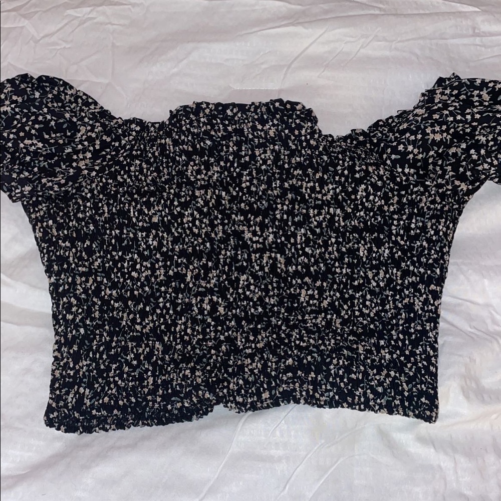 Off the shoulder black/floral top